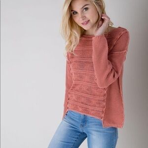 BKE Gimmicks Dusty Rose Open Weave Sweater. S